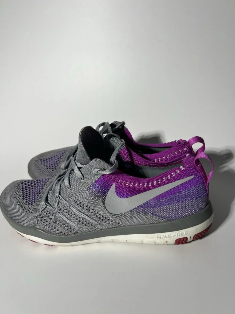 Nike Free Focus Flyknit Training Shoes Gray Purple Women’s 7.5 844817-003